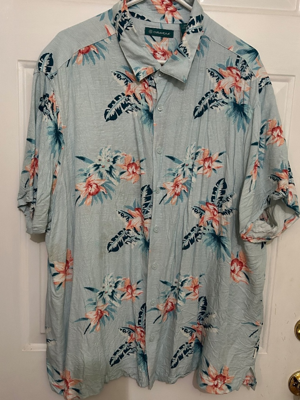 Cubavera, 2XL, blue/pink, short sleeve shirt
